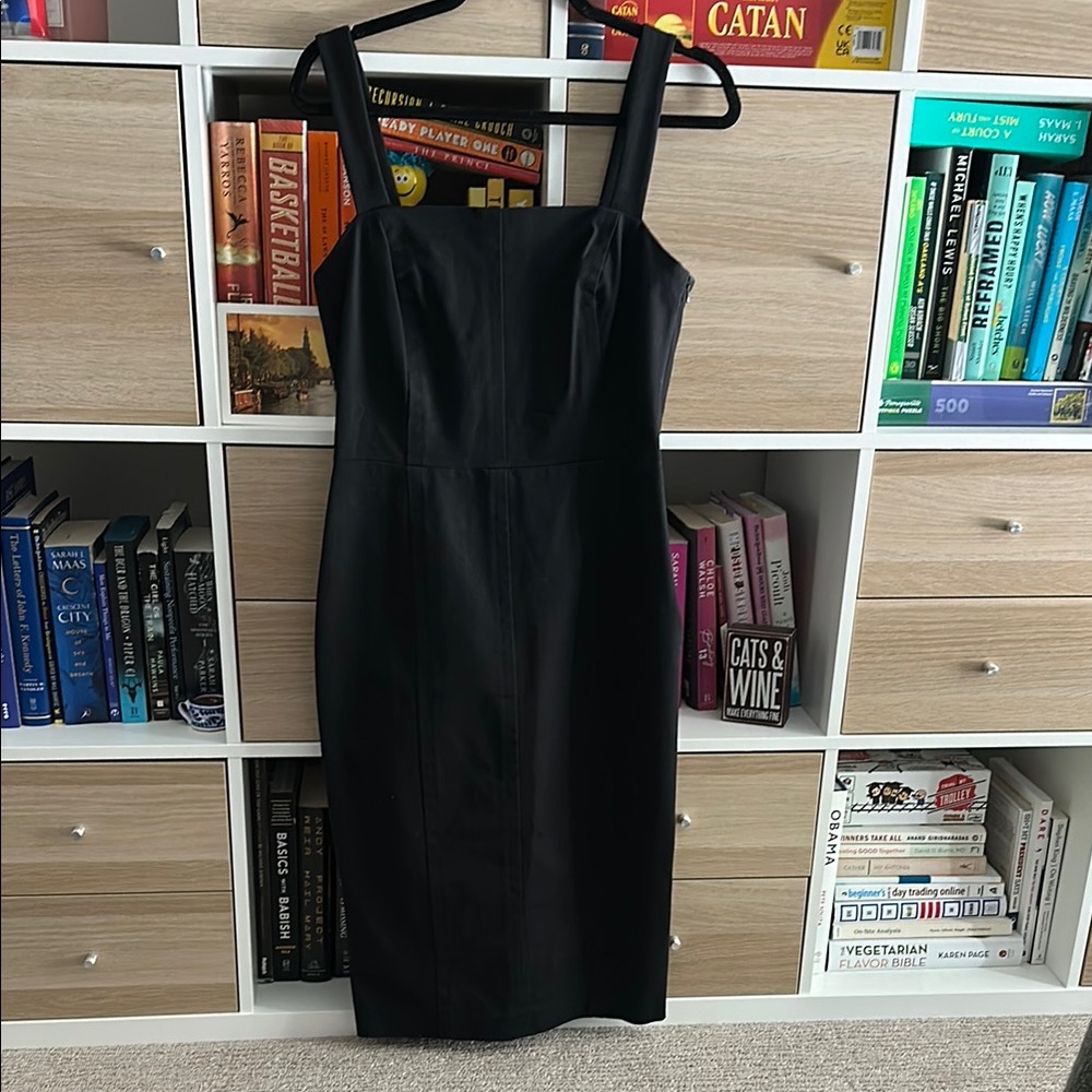 NWT Banana Republic Black Sheath Dress Square Neck Midi